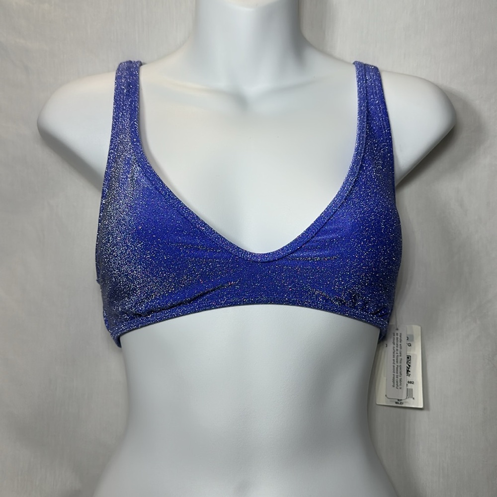 Eidon Shimmering Sparkle Blue Purple Bikini Top
